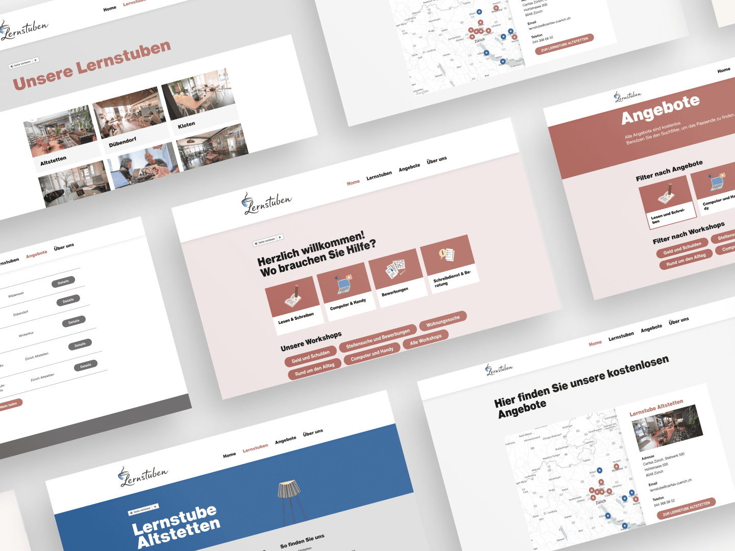 Bildcollage der barrierefrei gestalteten Lernstuben-Website